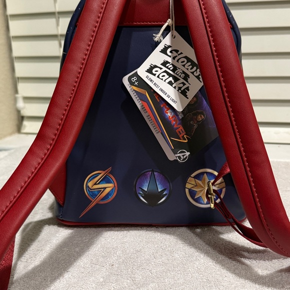 Loungefly Marvel The Marvels Glow in the Dark Mini Backpack NWT”